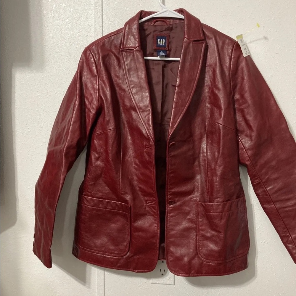 Gap Red leather Jacket Medium